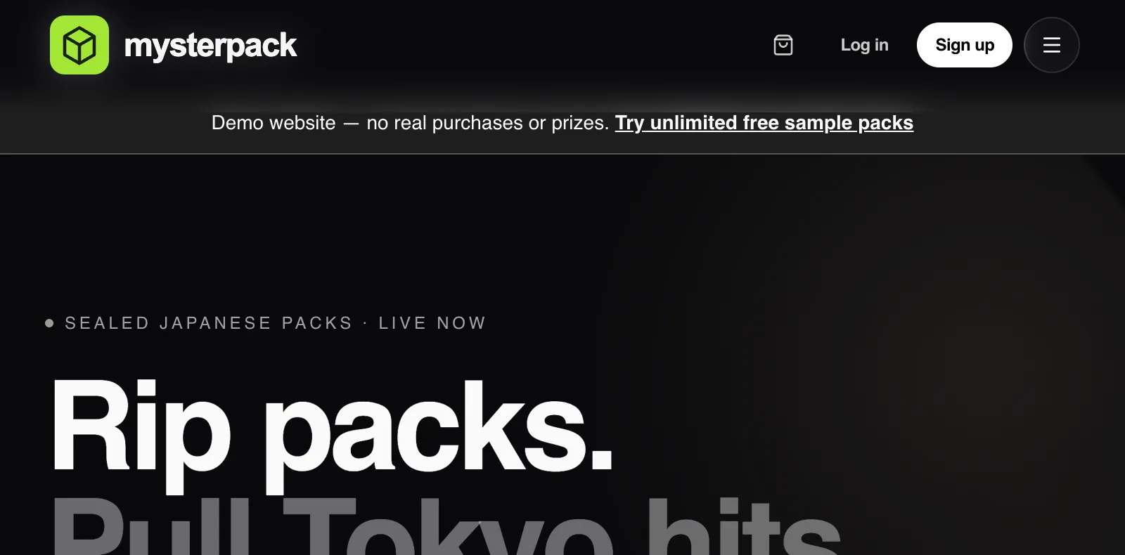 デモサイトのトップ画面
